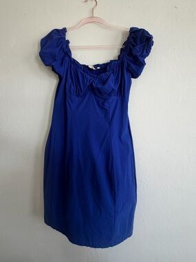 Haute Monde Royal Blue Puff-Sleeve Mini Dress